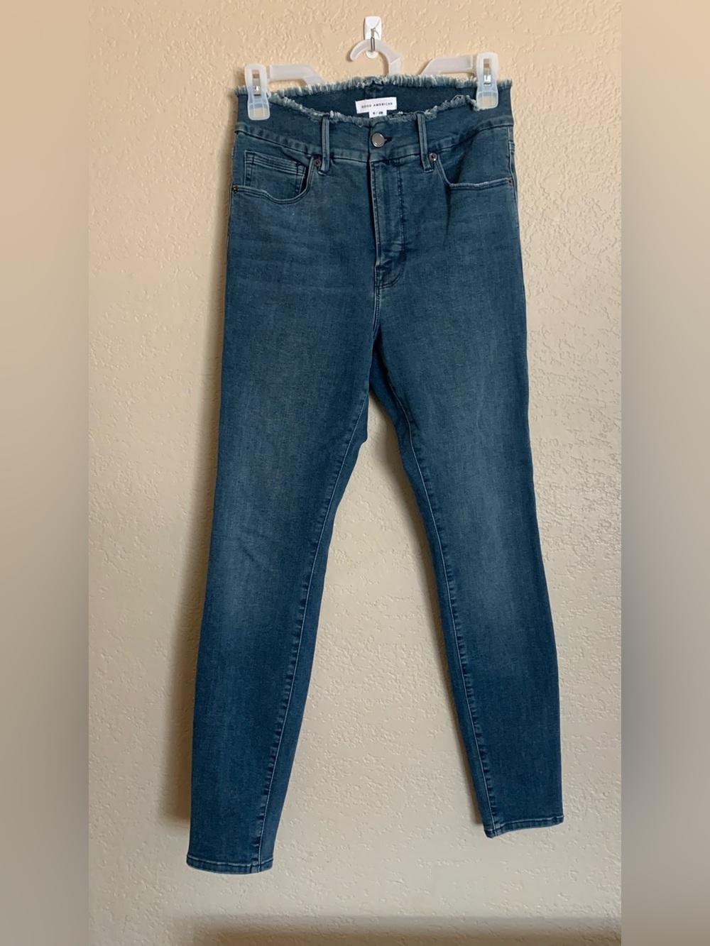 Good American Mid-Blue High-Rise Skinny Jeans